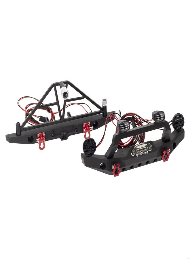 Treehobby Aluminium Alloy Anti-Collision Front/Rear Bumper Protective Bar with LED Lights Compatible with Axial SCX10 90046 TRX-4 SCX10 iii AX103007 1/10 RC Crawler Car Upgrade Parts (Front Bumper) - Image 5